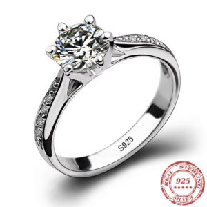 Luxury 925 Sterling Silver Six-Claw Diamond Ring for Women – 70CT Classic Imitation Diamond Engagement & Party Jewelry